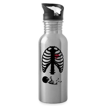 Schwangerschaft Skelett Rippen - Trinkflasche mit integriertem Trinkhalm - Lightsilver - Rechts