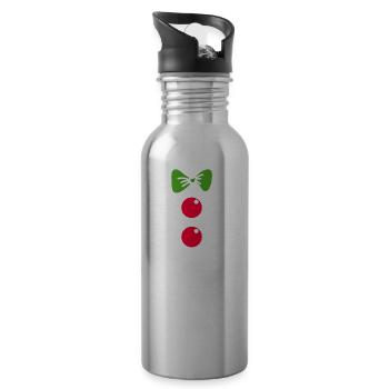 Shirt as a gift for Christmas outfit - Water bottle with straw - silver - Right