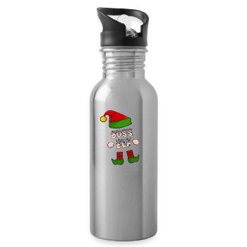 Boss; Chef; Elf; Elfe; Elfe Weihnachts Geschenk - Trinkflasche mit integriertem Trinkhalm - Lightsilver - Rechts