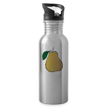 birne pear obst veggie gemuese fruits59 - Trinkflasche mit integriertem Trinkhalm - Lightsilver - Rechts