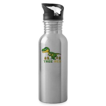 Tree Rex T-Rex Dinosaurier Weihnachten Geschenk - Trinkflasche mit integriertem Trinkhalm - Lightsilver - Rechts