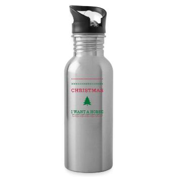 All I Want - Pferd Christmas Ugly Sweater Geschenk - Trinkflasche mit integriertem Trinkhalm - Lightsilver - Rechts