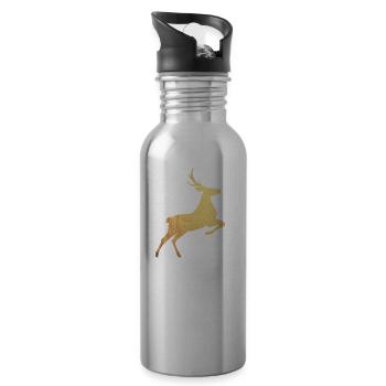 Goldener Hirsch - Trinkflasche mit integriertem Trinkhalm - Lightsilver - Rechts