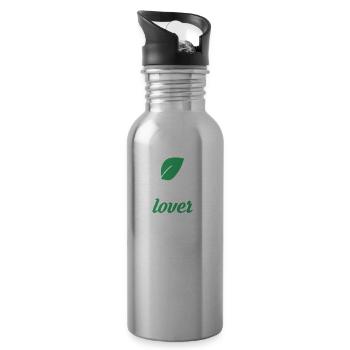 Vegan lover - Trinkflasche mit integriertem Trinkhalm - Lightsilver - Rechts