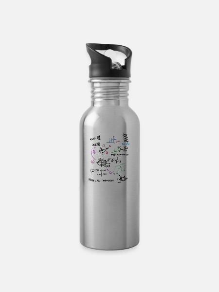 Mathe Komplexe Mathematische Wandtafel mit Formeln - Trinkflasche mit integriertem Trinkhalm - Lightsilver