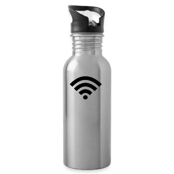 Wi-Fi WIFi Internet Nerd Geek Design Gift - Water bottle with straw - silver - Right
