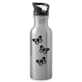 papillon, papillons, - Gourde avec paille intégrée - argent clair - Droite