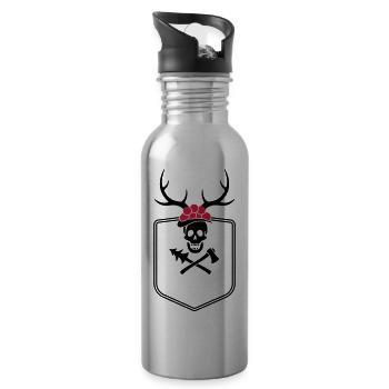 Schwarzwaldpiraten-Wappen - Trinkflasche mit integriertem Trinkhalm - Lightsilver - Rechts
