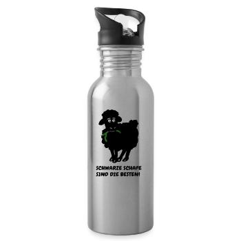 schwarzes schaf - Trinkflasche mit integriertem Trinkhalm - Lightsilver - Rechts
