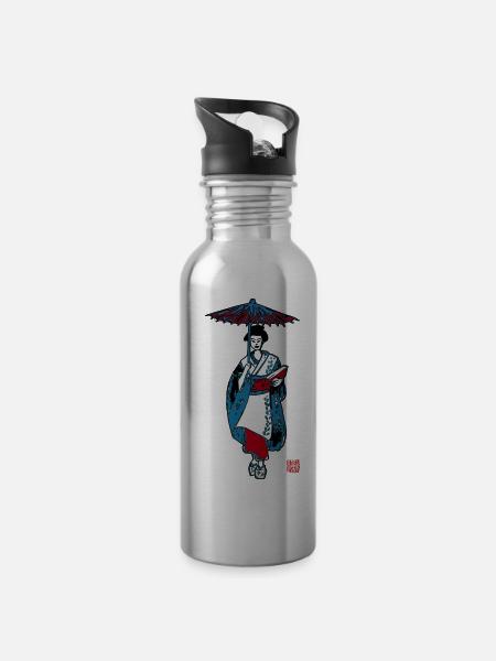 Geisha - Water bottle with straw - silver