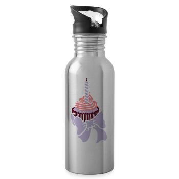 birthday cupcake / Geburtstagsmuffin (e, 2c) - Trinkflasche mit integriertem Trinkhalm - Lightsilver - Rechts
