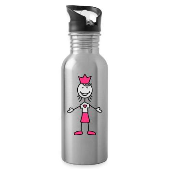 happy_princess - Water bottle with straw - silver - Right