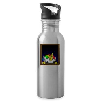 Alasdair lauert Einhorn-Fenster - Trinkflasche mit integriertem Trinkhalm - Lightsilver - Rechts