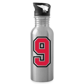 sports jersey number 9 nine - Water bottle with straw - silver - Right