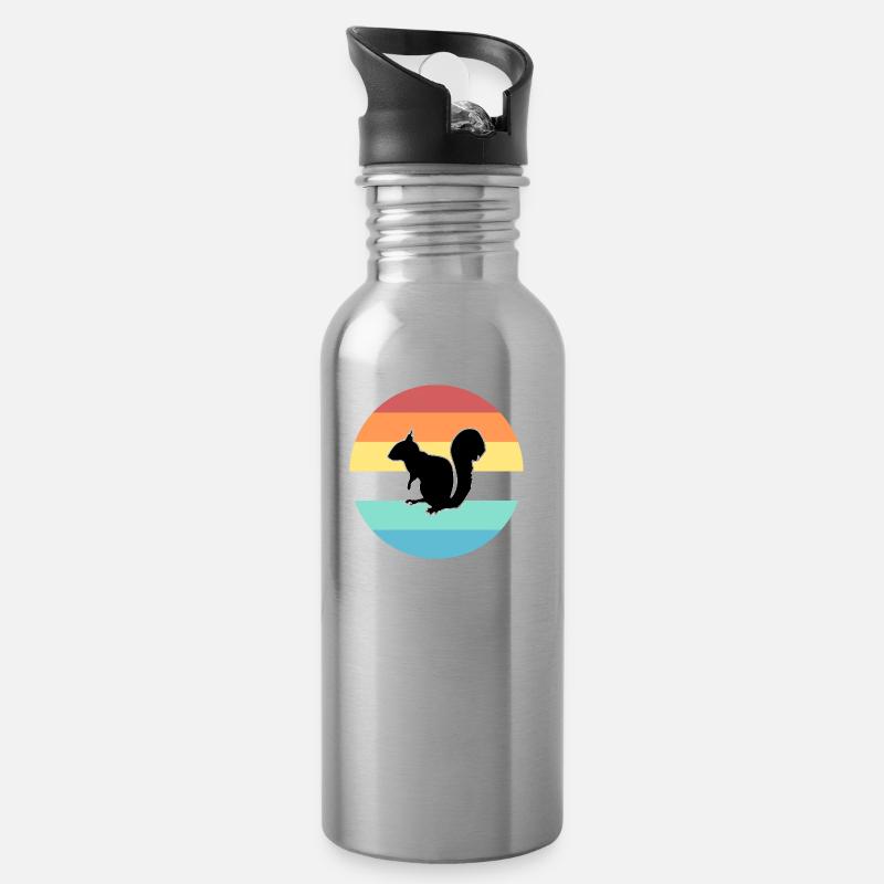 Eichhörnchen - Trinkflasche mit integriertem Trinkhalm - Lightsilver