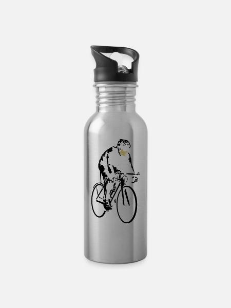 radfahrer_042013_a_2c - Water bottle with straw - silver