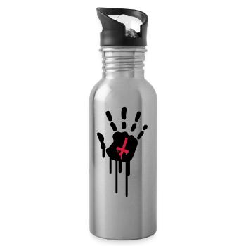 Bloody Handprint - Water bottle with straw - silver - Right