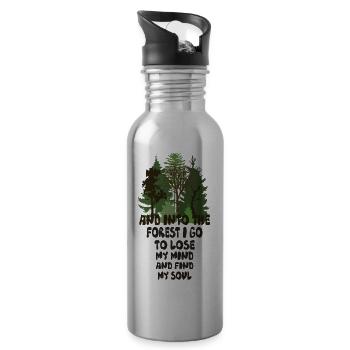into the forest I go to lose my mind and find soul - Trinkflasche mit integriertem Trinkhalm - Lightsilver - Rechts