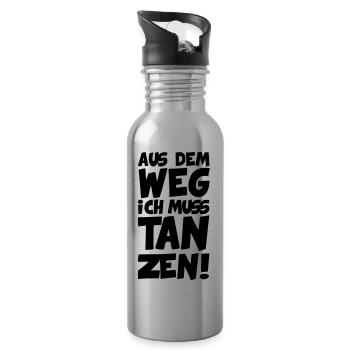 Aus dem Weg ich muss Tanzen! - Trinkflasche mit integriertem Trinkhalm - Lightsilver - Rechts