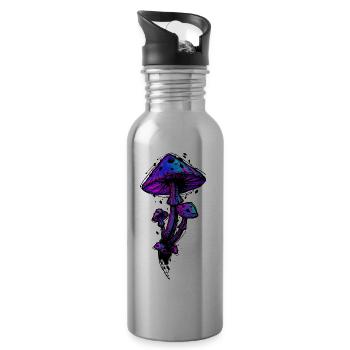 Psychedelic Mushrooms - Trinkflasche mit integriertem Trinkhalm - Lightsilver - Rechts