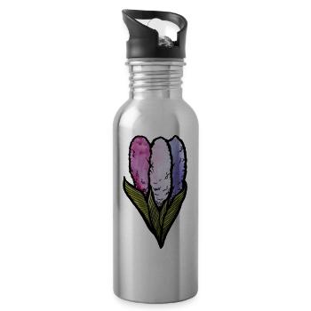 Frühlingshyazinthe - Trinkflasche mit integriertem Trinkhalm - Lightsilver - Rechts