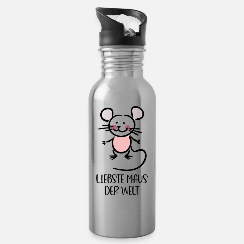mouse - Water bottle with straw - silver