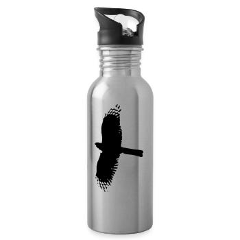 Vogel Raubvogel Adler Tier Vögel Tiere Falke 1 - Trinkflasche mit integriertem Trinkhalm - Lightsilver - Rechts