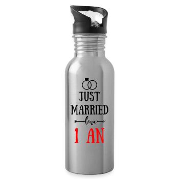 JUST MARRIED ANNIVERSAIRE DE MARIAGE 1 AN - Gourde avec paille intégrée - argent clair - Droite