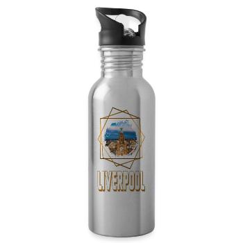 Liverpool Angleterre UK City Skyline Love Gold - Gourde avec paille intégrée - argent clair - Droite