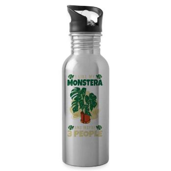 Monstera - Gourde avec paille intégrée - argent clair - Droite