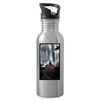 T-shirt creepy forest entering forbidden gift - Water bottle with straw - silver - Right