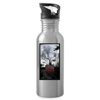 T-shirt creepy forest entering forbidden gift - Water bottle with straw - silver - Right