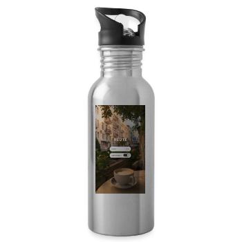 Leben genießen Erinnerung - Trinkflasche mit integriertem Trinkhalm - Lightsilver - Rechts