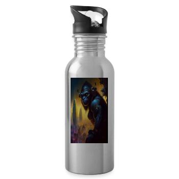MOTHER SPACESHIP ABOVE FUTURISTIC CITY INHABITED - Water bottle with straw - silver - Right