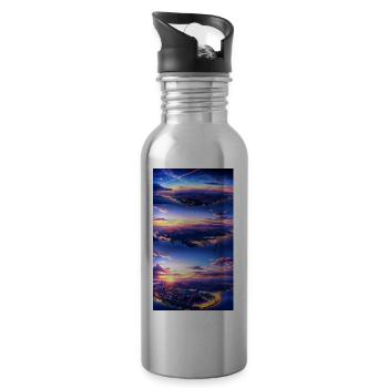 Landscape with 4 Areas, Generative AI - Water bottle with straw - silver - Right