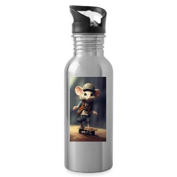 Skatermaus - Trinkflasche mit integriertem Trinkhalm - Lightsilver - Rechts