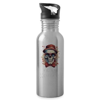 JGA Team Groom Skull Stag Party - Water bottle with straw - silver - Right