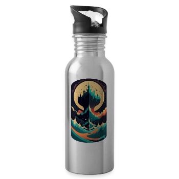 Königreich der Wellen - Trinkflasche mit integriertem Trinkhalm - Lightsilver - Rechts