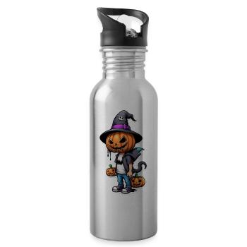 halloween - citrouille chapeau de sorciere manga - Gourde avec paille intégrée - argent clair - Droite