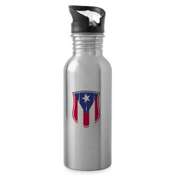 Puerto Rico | Puerto Ricaner Flagge Geschenkideen - Trinkflasche mit integriertem Trinkhalm - Lightsilver - Rechts