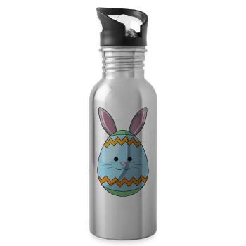 Osterei Ostern Hasenohren - Trinkflasche mit integriertem Trinkhalm - Lightsilver - Rechts