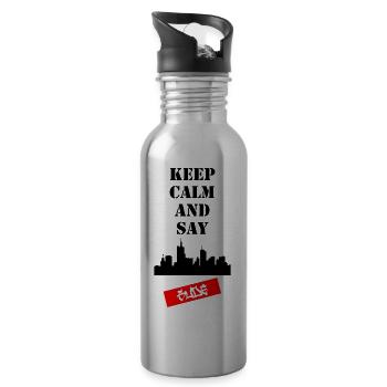 Keep Calm and Say Gude - Trinkflasche mit integriertem Trinkhalm - Lightsilver - Rechts