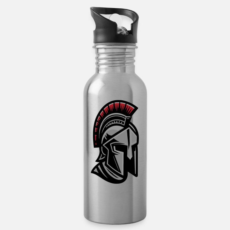 Leonidas Spartan Warrior Helmet - Water bottle with straw - silver