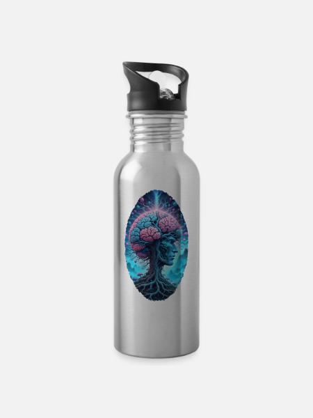 Psychedelic nature spirits - Water bottle with straw - silver