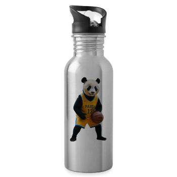Panda sportif - Gourde avec paille intégrée - argent clair - Droite