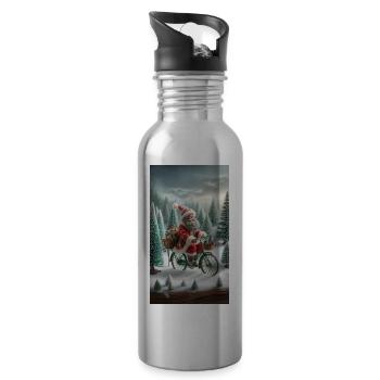 Weihnachtsmann - Trinkflasche mit integriertem Trinkhalm - Lightsilver - Rechts