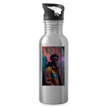 Der coole Amerikaner - Trinkflasche mit integriertem Trinkhalm - Lightsilver - Rechts