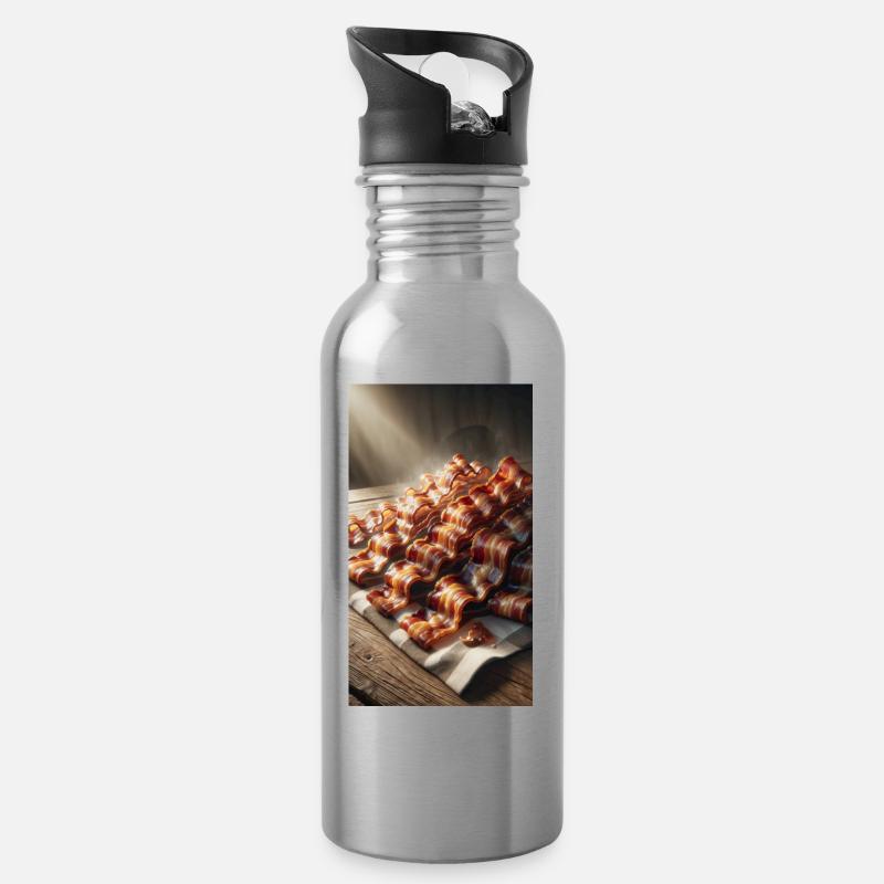 Speck ist gut - Trinkflasche mit integriertem Trinkhalm - Lightsilver