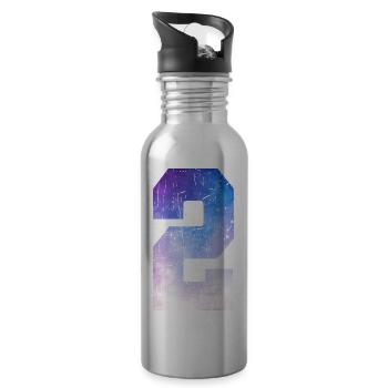 Ausgabe 2 – 2-Jahres-Jubiläumsgeschenk - Trinkflasche mit integriertem Trinkhalm - Lightsilver - Rechts