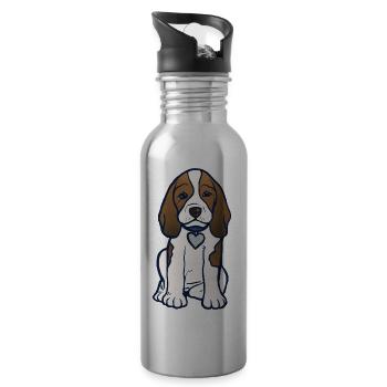 Illustration des Beagle-Herz-Welpen - Trinkflasche mit integriertem Trinkhalm - Lightsilver - Rechts